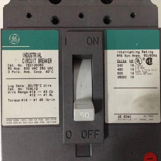 Used GE 50 Amp Circuit Breaker TED136050 #90189