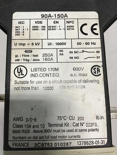 Used TELEMECANIQUE Overload Relay LR9F5369 #145063