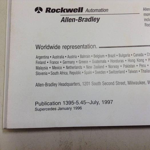 Used ALLEN BRADLEY Troubleshooting Manual 1395-5.45 #70954