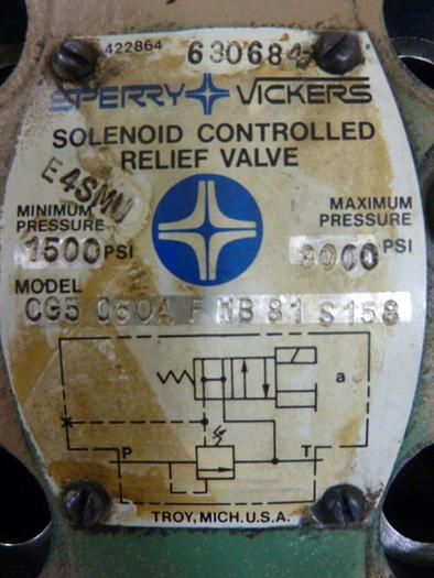 Used VICKERS Solenoid Control Relief Valve CG5060AFWB81S158 #64584