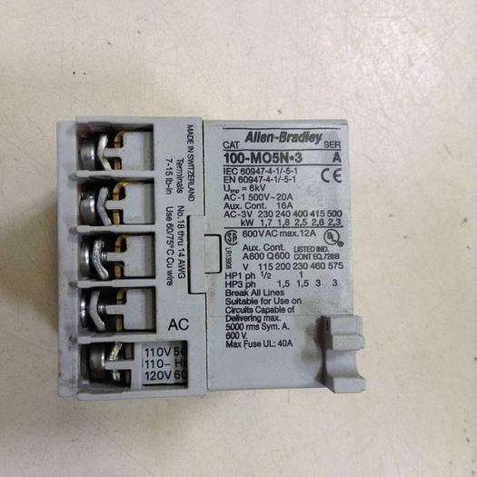 Used ALLEN BRADLEY Mini Contactor 100-MO5N.3 SER A #103962