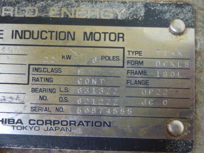 Used TOSHIBA 29 HP Induction Motor MOTOR708 #56708