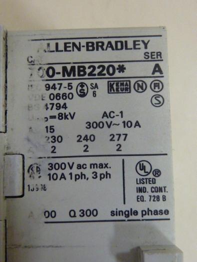 Used ALLEN BRADLEY Contact Relay 700-MB220 SER A #63882
