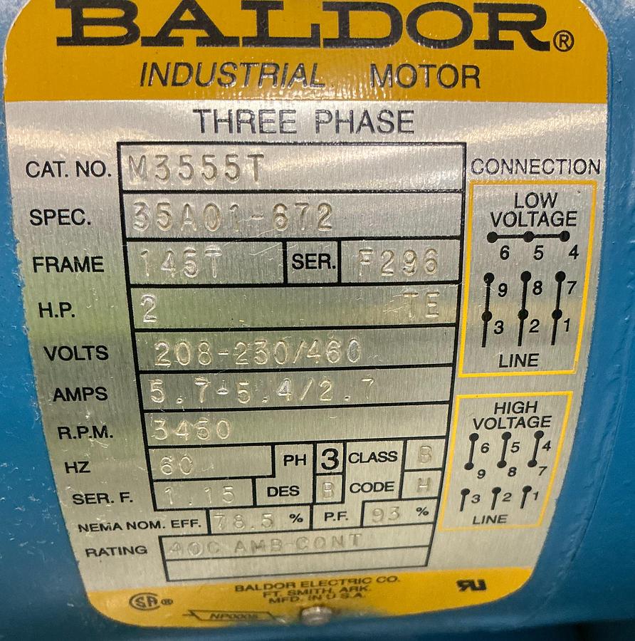 Used BALDOR M3555T