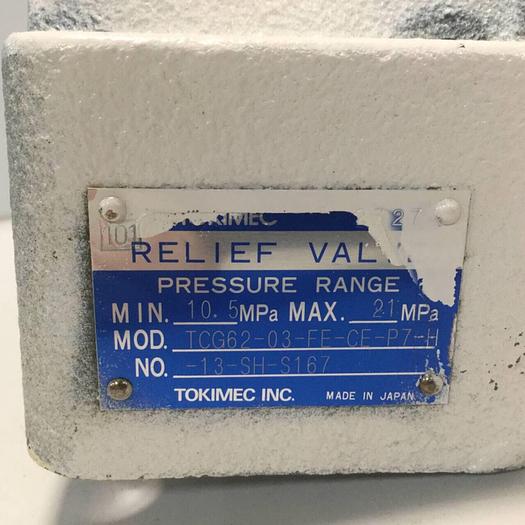 Used TOKIMEC Relief Valve TCG62-03-FE-CE-P7-H-13-SH-S167 #95055