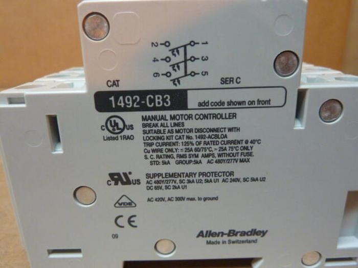ALLEN BRADLEY 6 Amp Circuit Breaker 1492-CB3/H060 SER C #32433