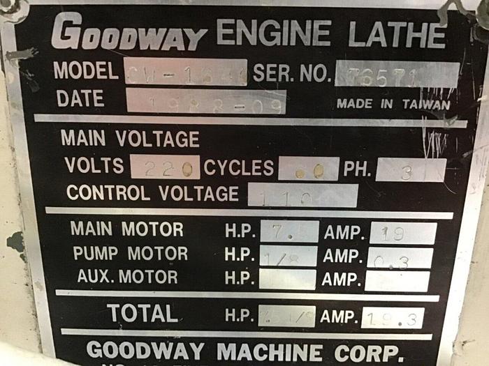 Used GOODWAY Engine Lathe GW-1640 Used