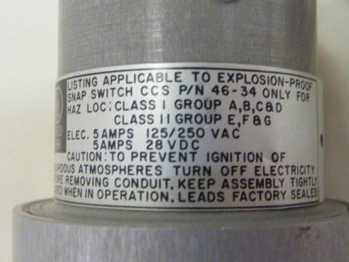 CUSTOM COMPONENT SWITCHES Pressure Switch 611GE9121 #54593