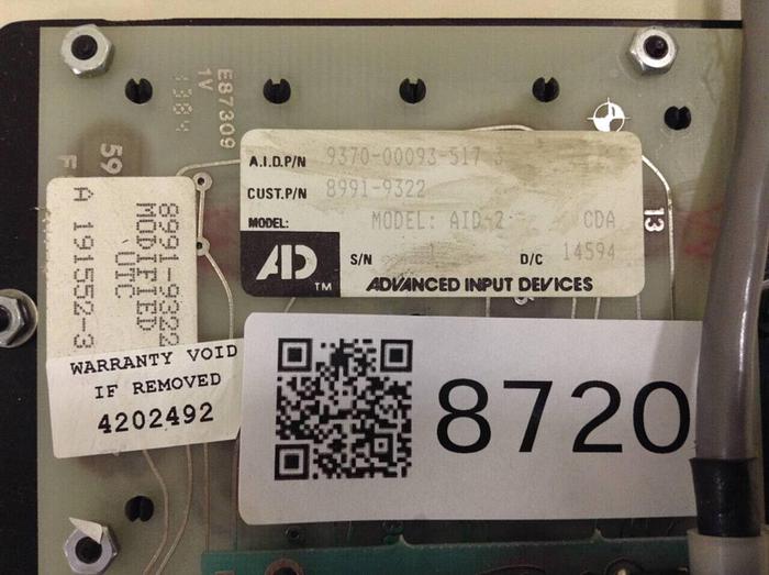 Used ADVANCED INPUT DEVICES Keyboard 9370-00093-517 3 #87207