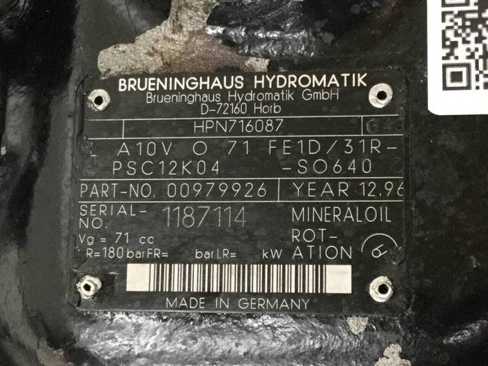 Used BRUENINGHAUS HYDROMATIK Vane Pump L A10V O 71 FE1D/31R-PSC12K04-SO640 Used