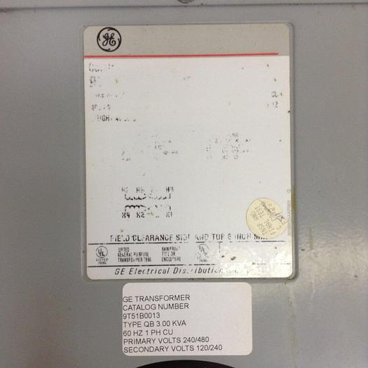 Used GENERAL ELECTRIC 3.00 kVA Transformer 9T51B0013 #84341