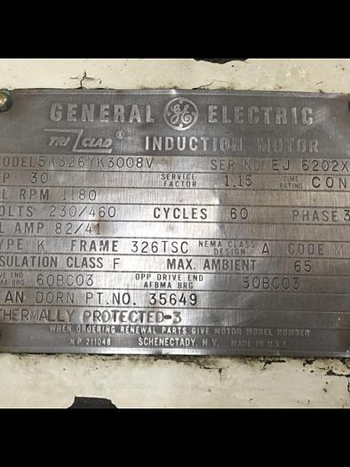 Used GENERAL ELECTRIC 30 HP Motor 5K326YK3008V #116909