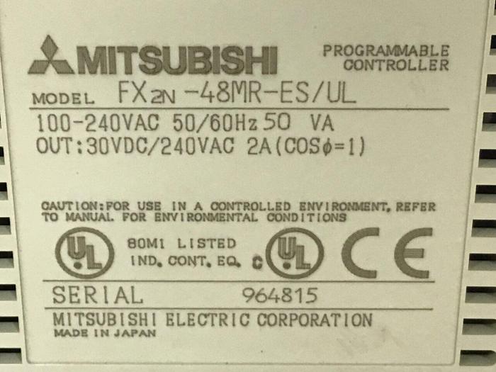Used MITSUBISHI Programmable Controller FX2N-48MR-ES/UL #129144