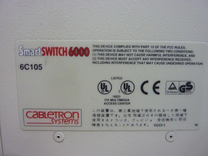 Used CABLETRON Smart Switch 6000 Chassis 6C105 #57014