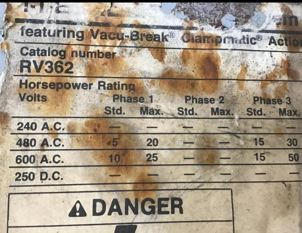 Used SIEMENS 60 Amp Buss Plug RV362 Used