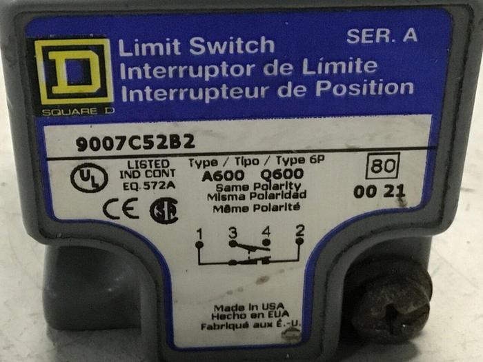 Used SQUARE D Limit Switch 9007-C52B2 #122023