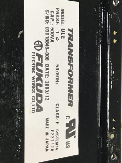 Used FUKUDA 0.5 kVA Transformer ULE #125534