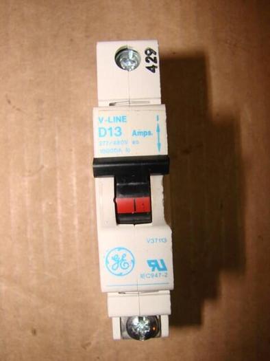 Used GENERAL ELECTRIC / GE 13 Amp Circuit Breaker V37113 #21279