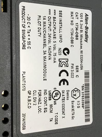 Used ALLEN BRADLEY Output Module 1734-OB8 SER C #133701