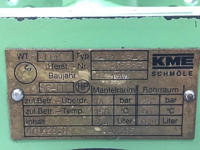 Used KM SCHMOLE Heat Exchanger 8-01.23-2 #137914