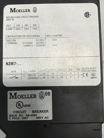 Used MOELLER Breaker & Switch NZM7-150N-NA #137125