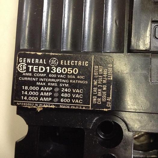 Used GE 50 Amp Circuit Breaker TED136050 #83479