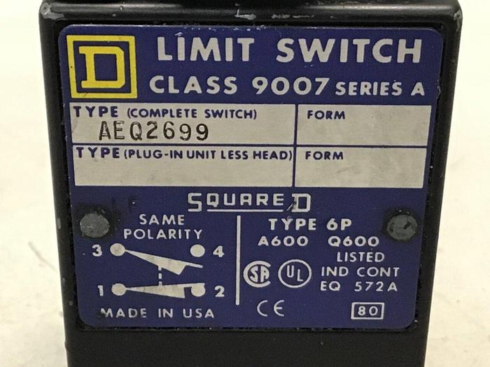 Used SQUARE D Limit Switch 9007-AEQ2699 #121426