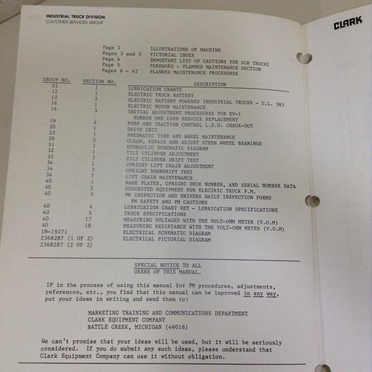 Used CLARK EQUIPMENT Manual PMA-510 #70738