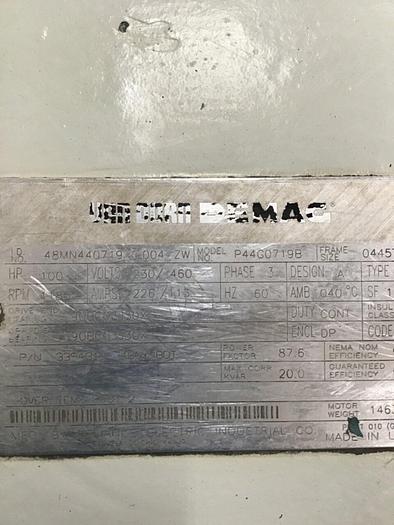 Used RELIANCE ELECTRIC Van Dorn Demag 100 HP Motor P44G0719B Used