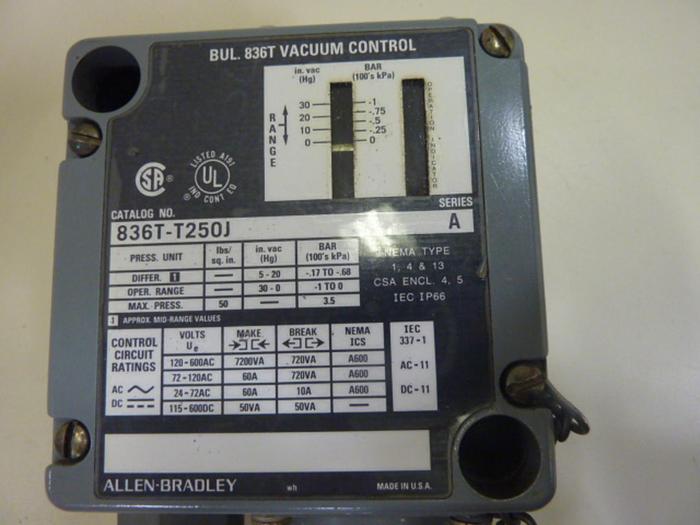 Used ALLEN BRADLEY Switch 836T-T250J SER A #50234