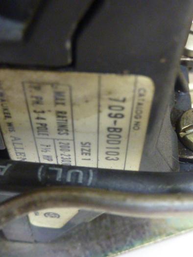 Used ALLEN BRADLEY Motor Starter Size 1 709-BOD103 SER K #46780
