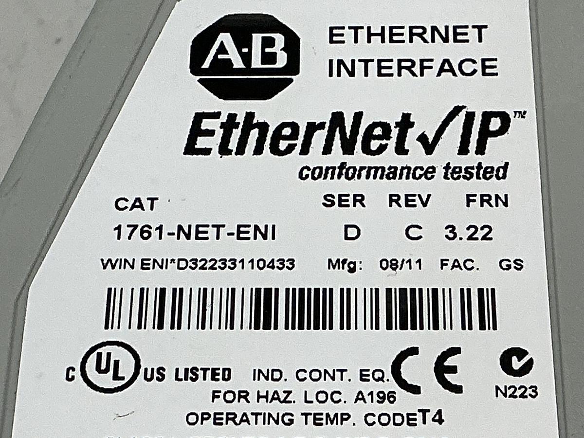 Used ALLEN BRADLEY 1761-NET-ENI SER.D