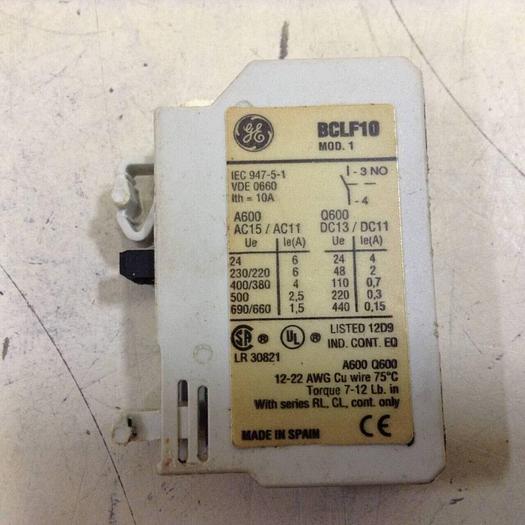 Used GENERAL ELECTRIC / GE Auxiliary Contact BCLF10 #88116