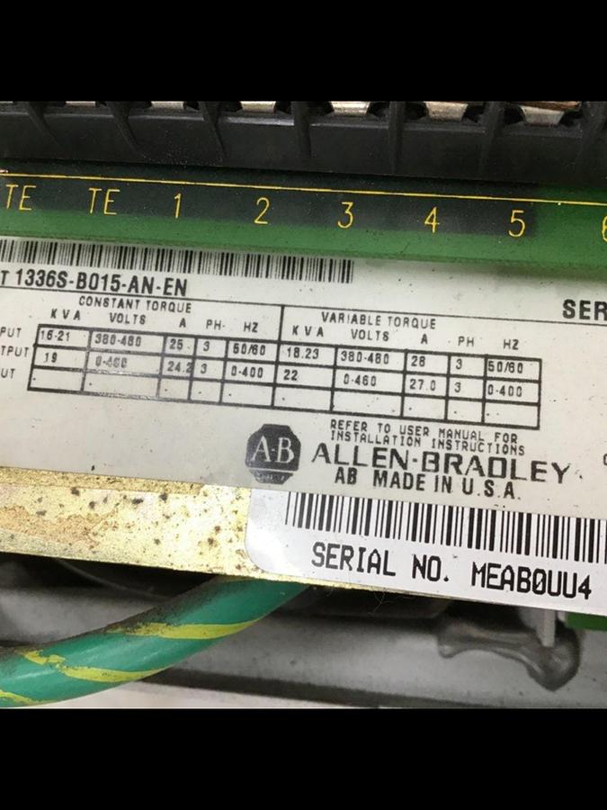 Used ALLEN BRADLEY Drive 1336S-B015-AN-EN SER C #141723