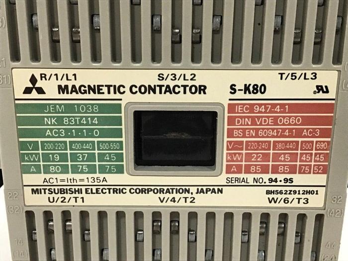 Used MITSUBISHI Magnetic Contactor S-K80 #111927
