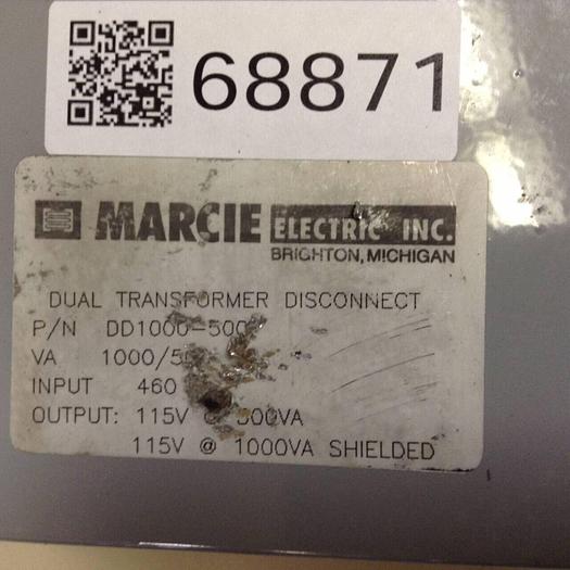 Used MARCIE ELECTRIC 1 / 0.5 kVA Dual Transformer Disconnect DD1000-500 #68871