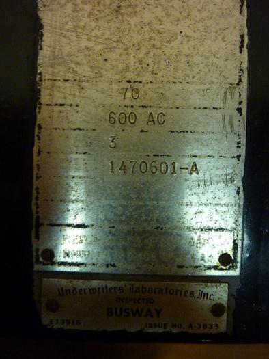 Used WESTINGHOUSE 70 Amp Bus Disconnect Switch 1470601-A #24428