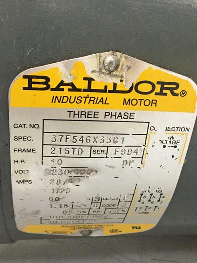 Used BALDOR 10 HP Motor 37F546X33G1 Used