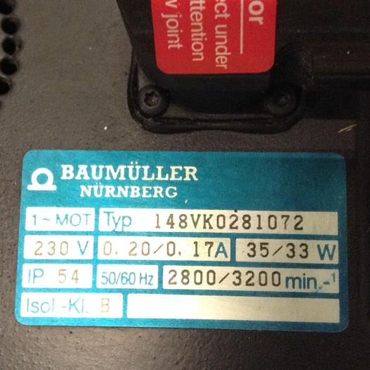Used BAUMULLER 21.1 HP Clamp Motor 148VK0281072 Used
