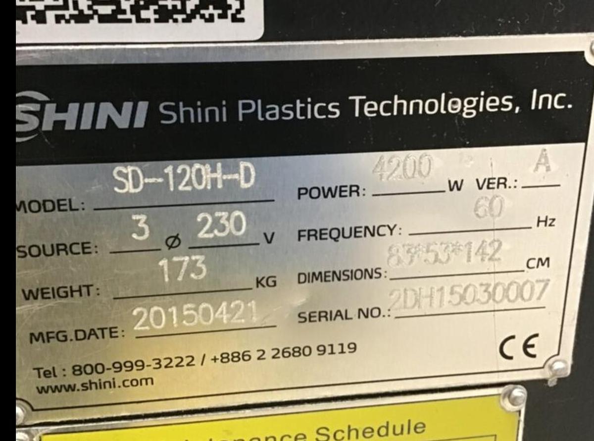 Used SHINI 120 lbs/hr Hot Air Dryer SD-120H-D USED