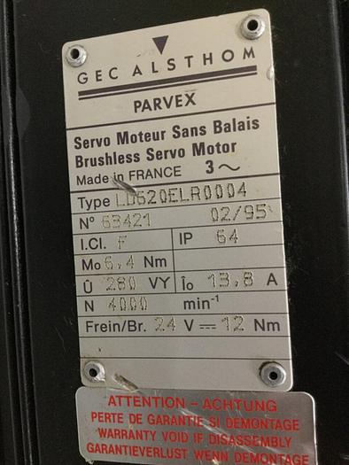 Used GEC ALSTHOM Servo Motor Brushless LD620ELR0004 Used