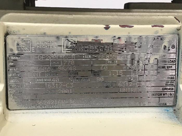 Used BROOK CROMPTON 40 HP AC Motor W-DF200LNX-H Used