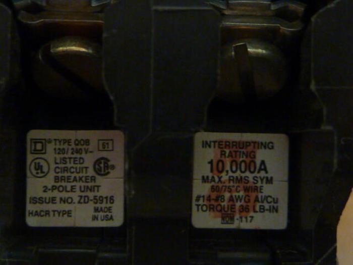 Used SQUARE D 20 Amp Circuit Breaker QOB220 #34406