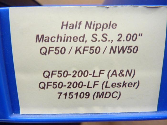 MDC VACUUM PRODUCTS Half Nipple 715109 #40694SCRAPPED / DNL