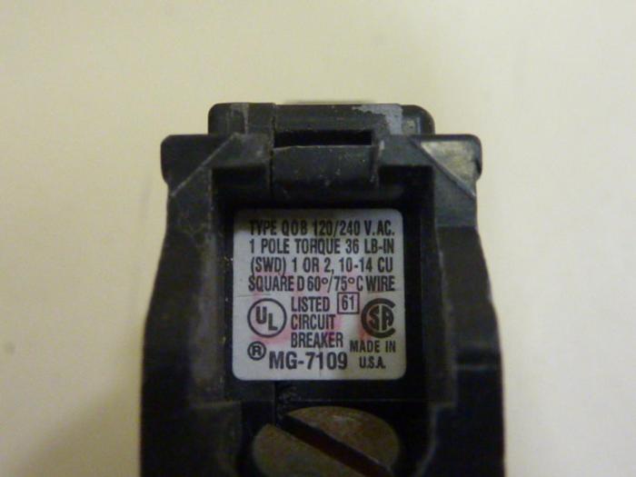 Used SQUARE D 20 Amp Circuit Breaker QOB120 #57217