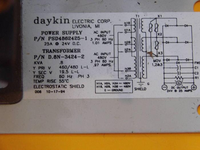 Used DAYKIN Power Supply PSD4862425-1 #7112