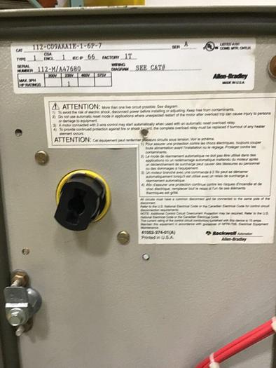 Used ALLEN BRADLEY Motor Control 112-C09AAA1E-1-6P-7 #143421