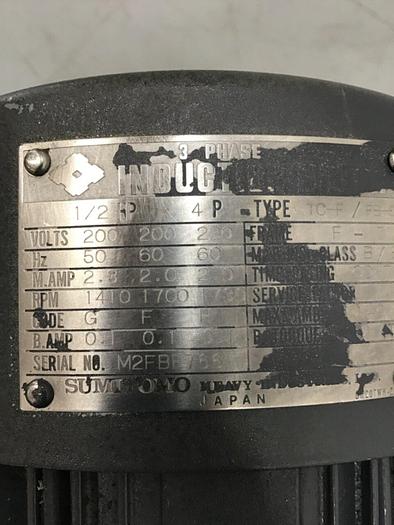 Used SUMITOMO 1/2 HP Induction Motor TC-F/FB-05A #134678