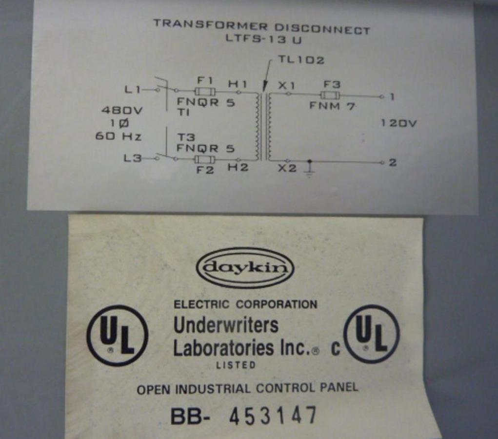 Used DAYKIN 0.75 kVA Transformer Disconnect LTFS-13U USED