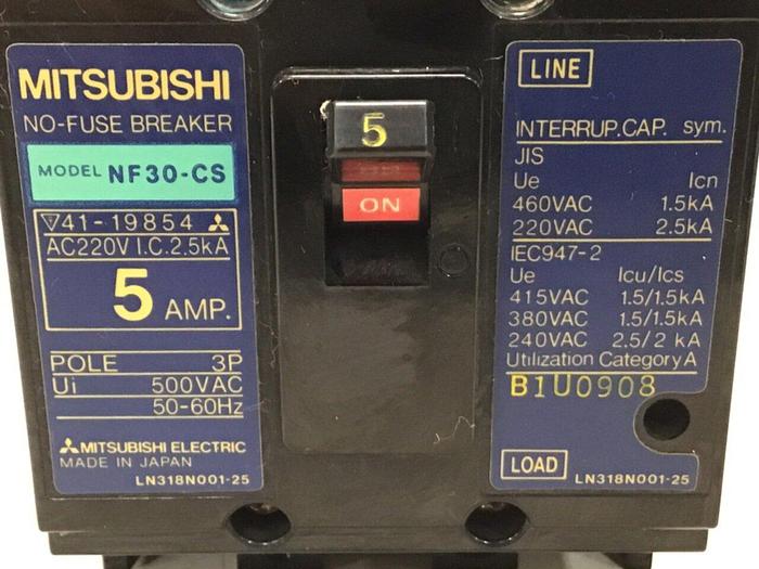 Used MITSUBISHI 5 Amp Circuit Breaker NF30-CS-5 #119793